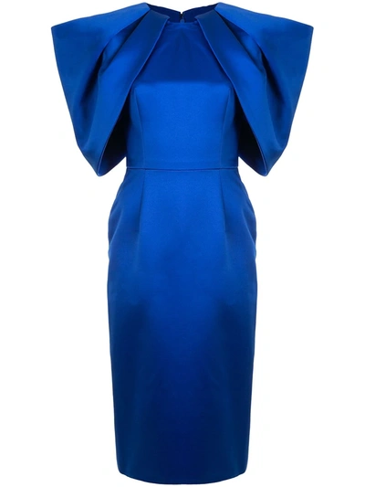 Saiid Kobeisy Fitted Pleated-sleeves Dress In Blue