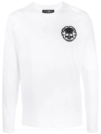 Hydrogen Logo-print Long Sleeved T-shirt In White
