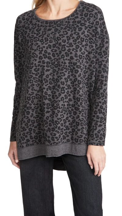 Z Supply Leopard Weekender Sweatshirt In Black