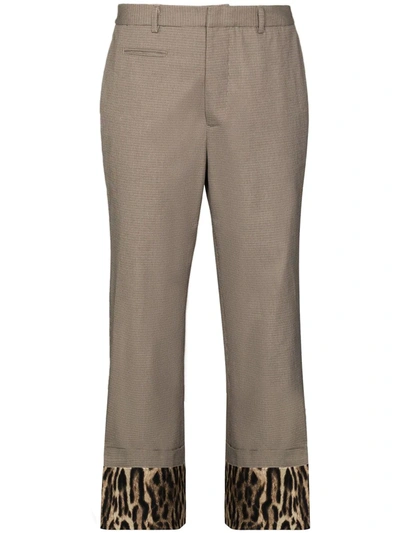 R13 Contrast-cuff Tailored Trousers In Brown