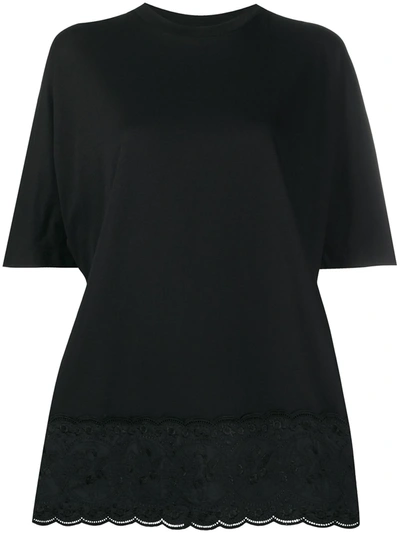 Simone Rocha Lace-trim T-shirt In Black