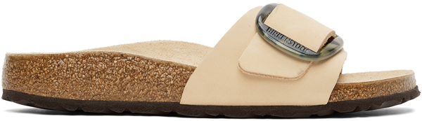 Birkenstock Beige Nubuck Narrow Big Buckle Madrid Sandals In Almond Nubuck Leather Modesens