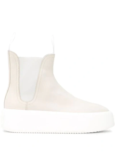 Mm6 Maison Margiela Flatform Ankle Boots In White