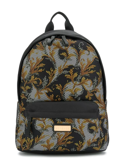 Young Versace Kids' Baroque-print Logo Backpack In Black