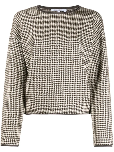 Agnona Houndstooth Pullover In Brown