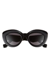 Loewe 50mm Round Sunglasses In Smoke Shiny Black