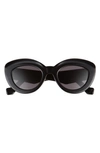 Loewe 50mm Round Sunglasses In Shiny Black Smoke