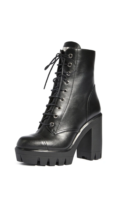 Giuseppe Zanotti 115 Black Leather Platform Ankle Boots In Nero