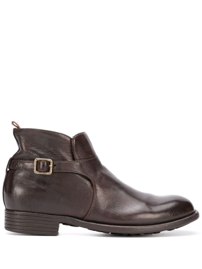 Officine Creative Zip Buckle Ankle Boots In Cigar