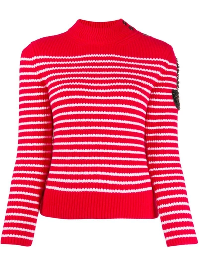 Patou Striped Ribbed Jumper In Red