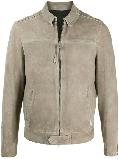 Allsaints Hampden Suede Jacket In Light Gray