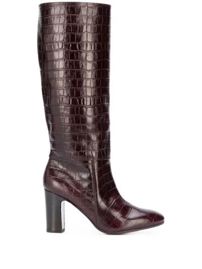 Chie Mihara Enis Crocodile-effect Knee Boots In Red