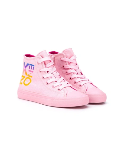 Kenzo Kids' Ventura Canvas High-top Trainers In Pink