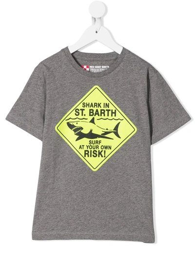 Mc2 Saint Barth Kids' Swimming Shark T-shirt In Grey