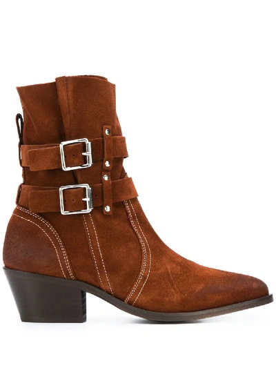 Allsaints Harriet Ankle Boots In Rust Suede