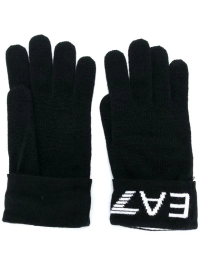 Ea7 Logo Embroidered Gloves In Black
