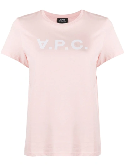 Apc Logo-print Short Sleeve T-shirt In Pink