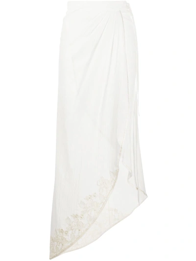 La Perla Floral Embroidered Beach Skirt In White