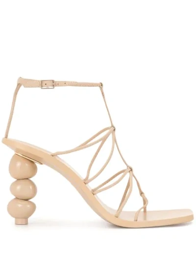 Cult Gaia Beaded Heel Sandals In Neutrals