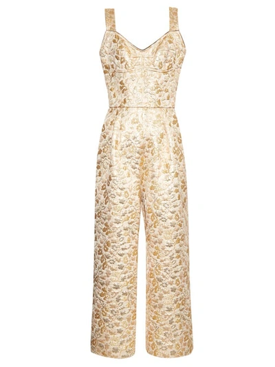 Dolce & Gabbana Woman Metallic Embroidered Faille Jumpsuit Gold