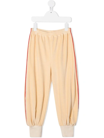 Gucci Kids' Chenille Gathered-ankle Track Pants In Rosa Beige