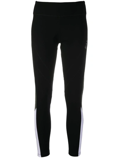 Ea7 Logo Colour-block Leggings In Black