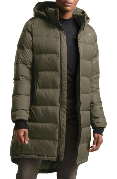 The North Face Metropolis Iii Water Repellent 550 Fill Power Down Hooded Parka In New Taupe Green
