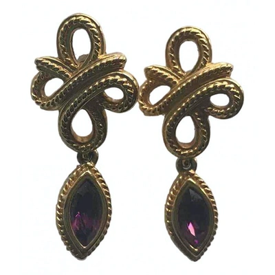 Pre-owned Swarovski Crystal Earrings In Purple