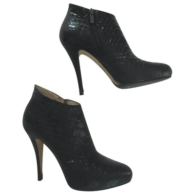 Pre-owned Le Silla Black Python Ankle Boots