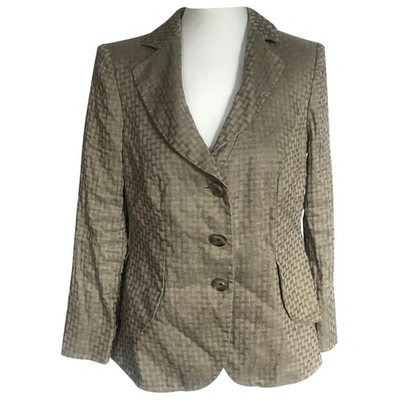 Pre-owned Armani Collezioni Linen Suit Jacket In Brown
