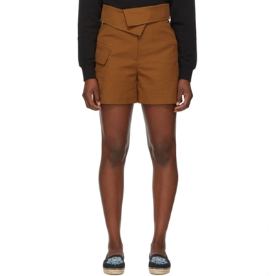 Kenzo Brown Drill Utility Shorts