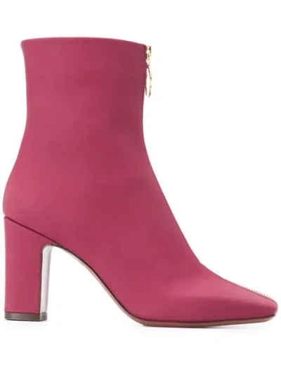 L'autre Chose Front Zip Ankle Boots In Red
