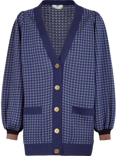 Fendi Checked Silk-blend Jacquard-knit Cardigan In Multi