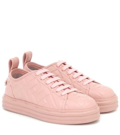 Fendi Embossed Monogram Low-top Sneakers In Pink