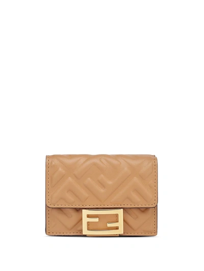 Fendi Ff Tri-fold Wallet In Neutrals