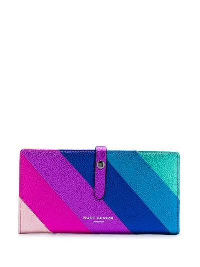 Kurt Geiger Diagonal Stripes Wallet In Pink