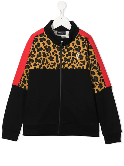 Marcelo Burlon County Of Milan Kids' Leopard Print Panel Jacket In Black