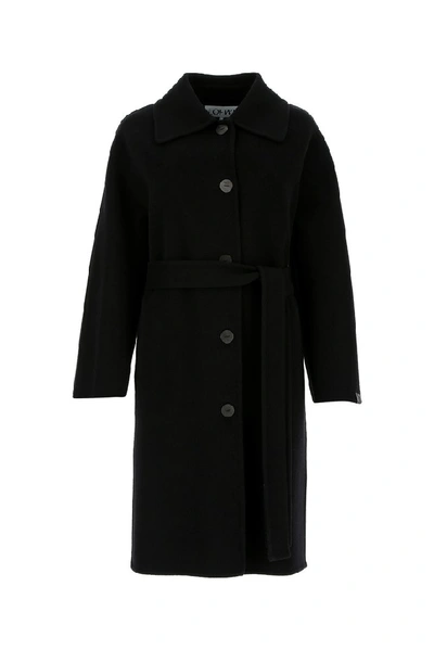 Loewe Belted Coat In Black