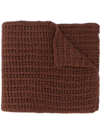 Rick Owens Chunky Knit Scarf In Brown
