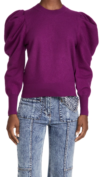 Ulla Johnson Marin Leg Of Mutton Sleeve Merino Wool Sweater In Hibiscus