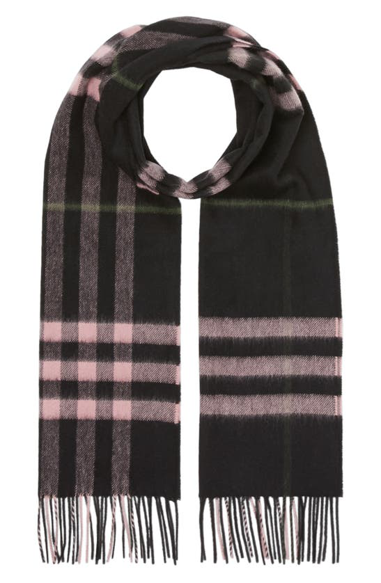 Burberry Giant Icon Check Cashmere Scarf In Black / Peony Pink | ModeSens