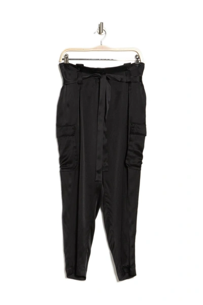 L Agence Roxy Paperbag Waist Silk Pants In Black