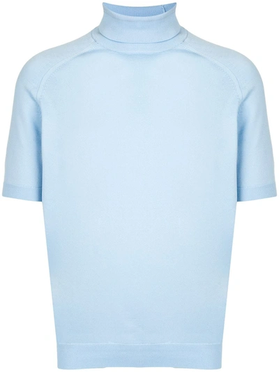 Ports V Short Sleeve Turtle Neck Sweater In Blue