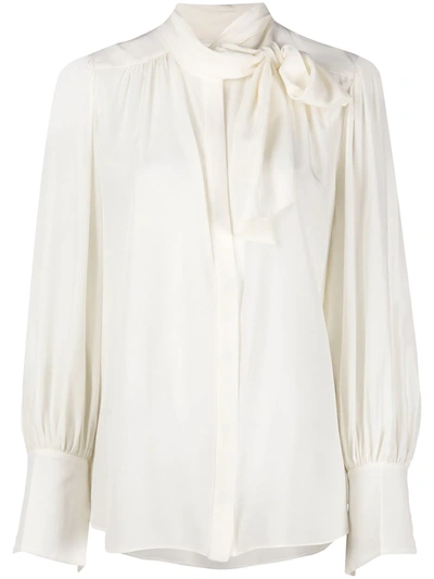 Zimmermann Pussy-bow Silk Blouse In Neutrals