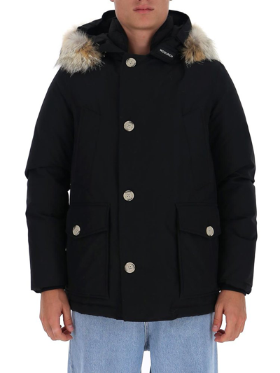 Woolrich Menswear Arctic Detachable Fur Parka Jacket In Black