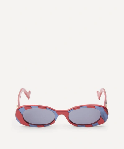 Gucci Oval Acetate Sunglasses In Red