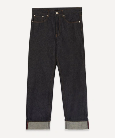 Dries Van Noten Wide-leg Raw Jeans In Indigo