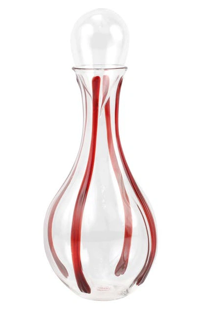 Vietri Stripe Glass Decanter In Red