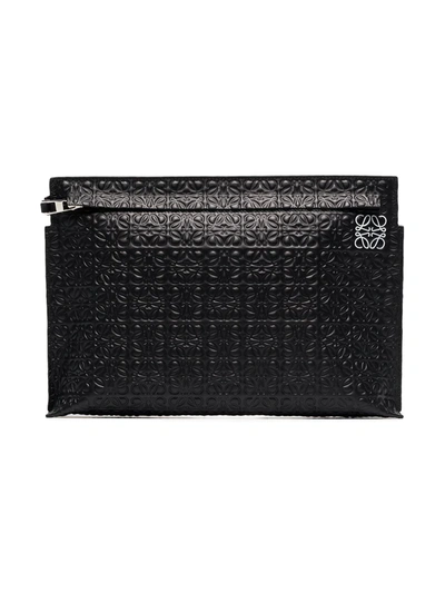 Loewe Black Leather Logo Embossed Pouch