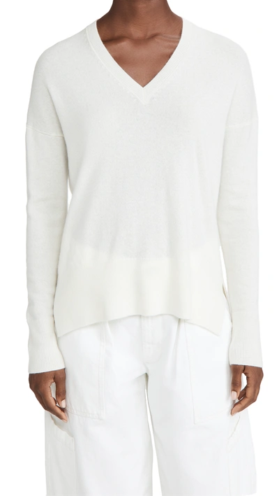 Theory Cashmere Karenia V Neck Pullover In Ivory